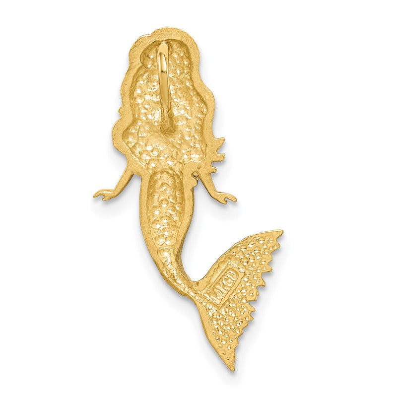 14K and White Rhodium Brushed Diamond-Cut Mermaid Chain Slide D4501