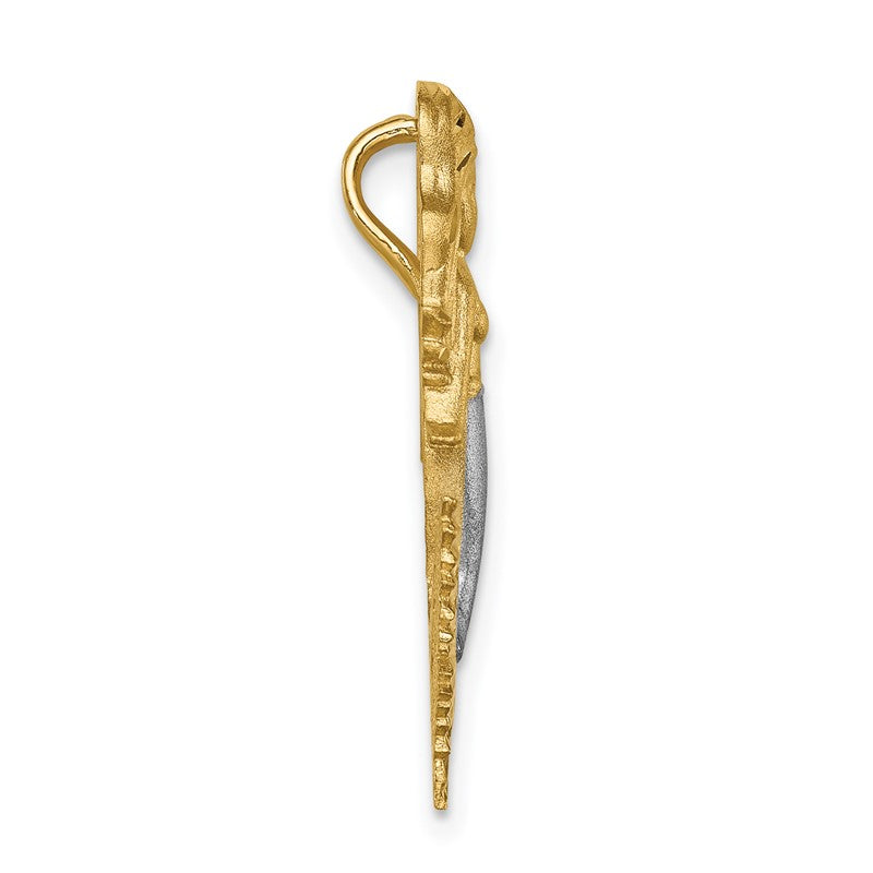 14K and White Rhodium Brushed Diamond-Cut Mermaid Chain Slide D4501