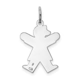 14k White Gold The Kids Small Girl with Bow Engravable Joy Charm XK1097W