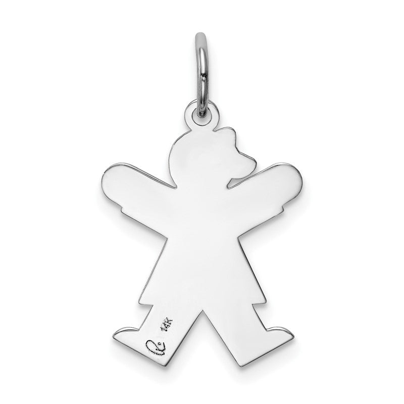 14k White Gold The Kids Small Girl with Bow Engravable Joy Charm XK1097W