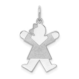 14k White Gold The Kids Small Girl with Bow Engravable Joy Charm XK1097W