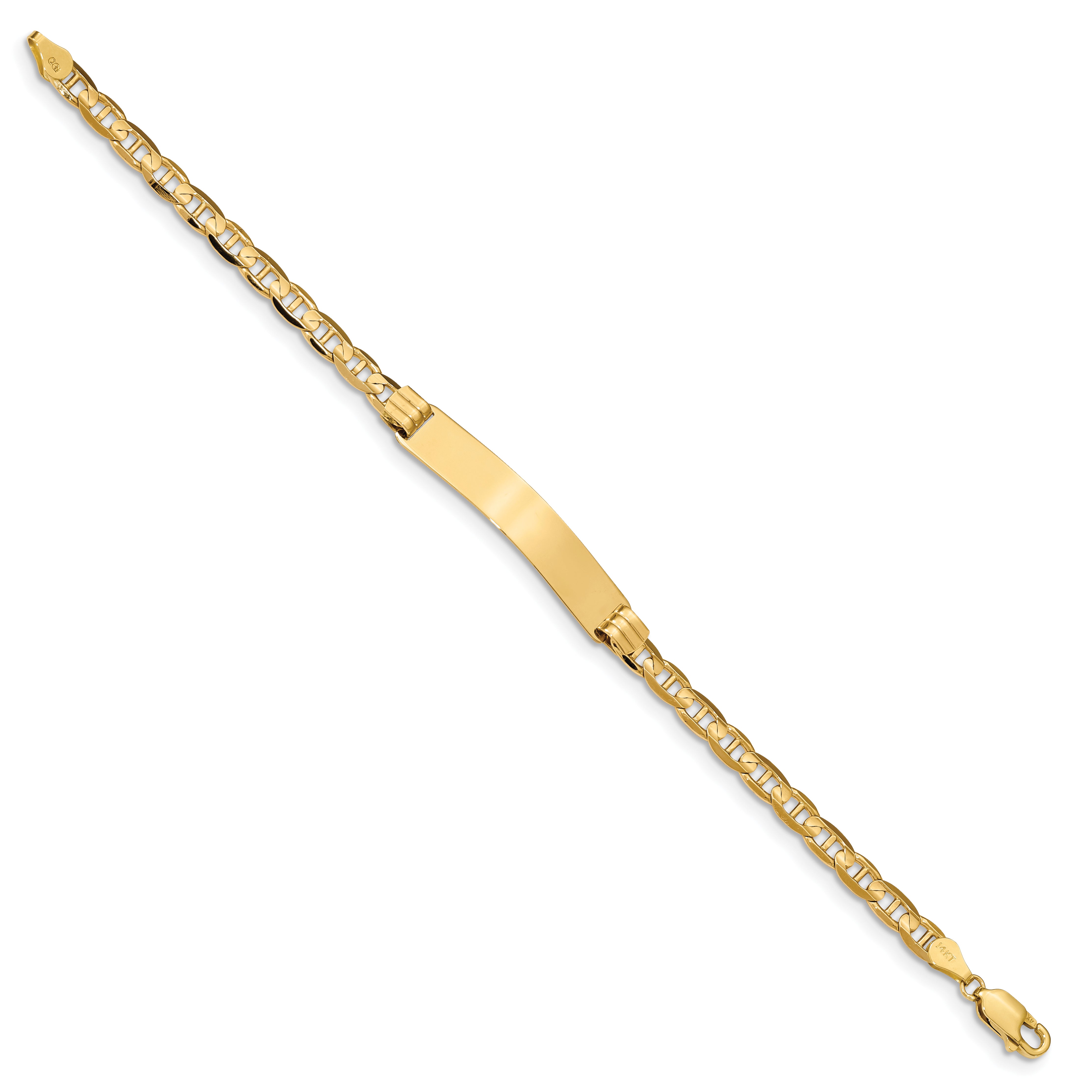 14k Polished Solid Chain/Solid Plate Anchor Link 33.5x7mm Plate 7 inch ID Bracelet LID77
