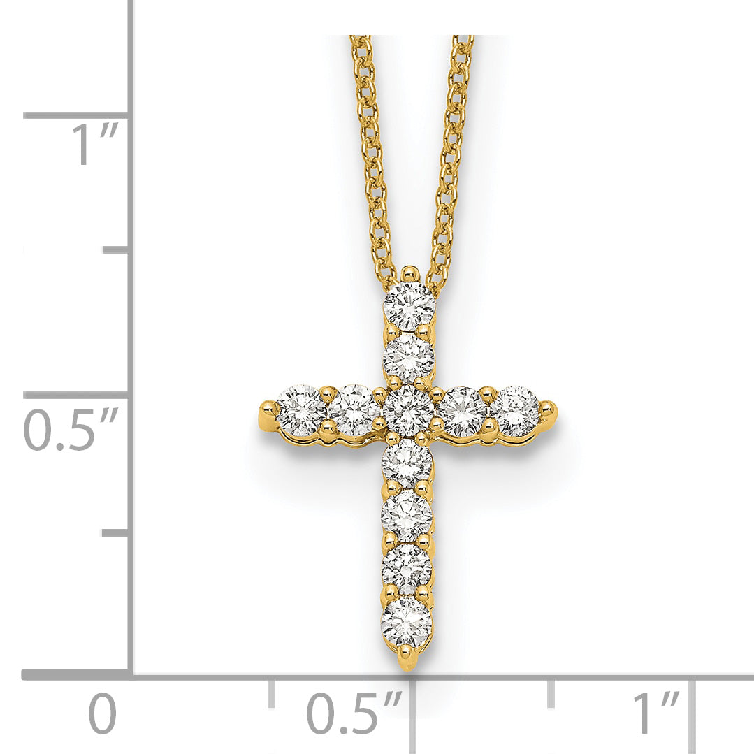14k White Gold 1/4 carat Diamond Cross Pendant 18 inch Necklace PM1000