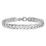 14K White Gold 18 inch 7.4mm Hand Polished Fancy Link with Fancy Lobster Clasp Chain WLK149