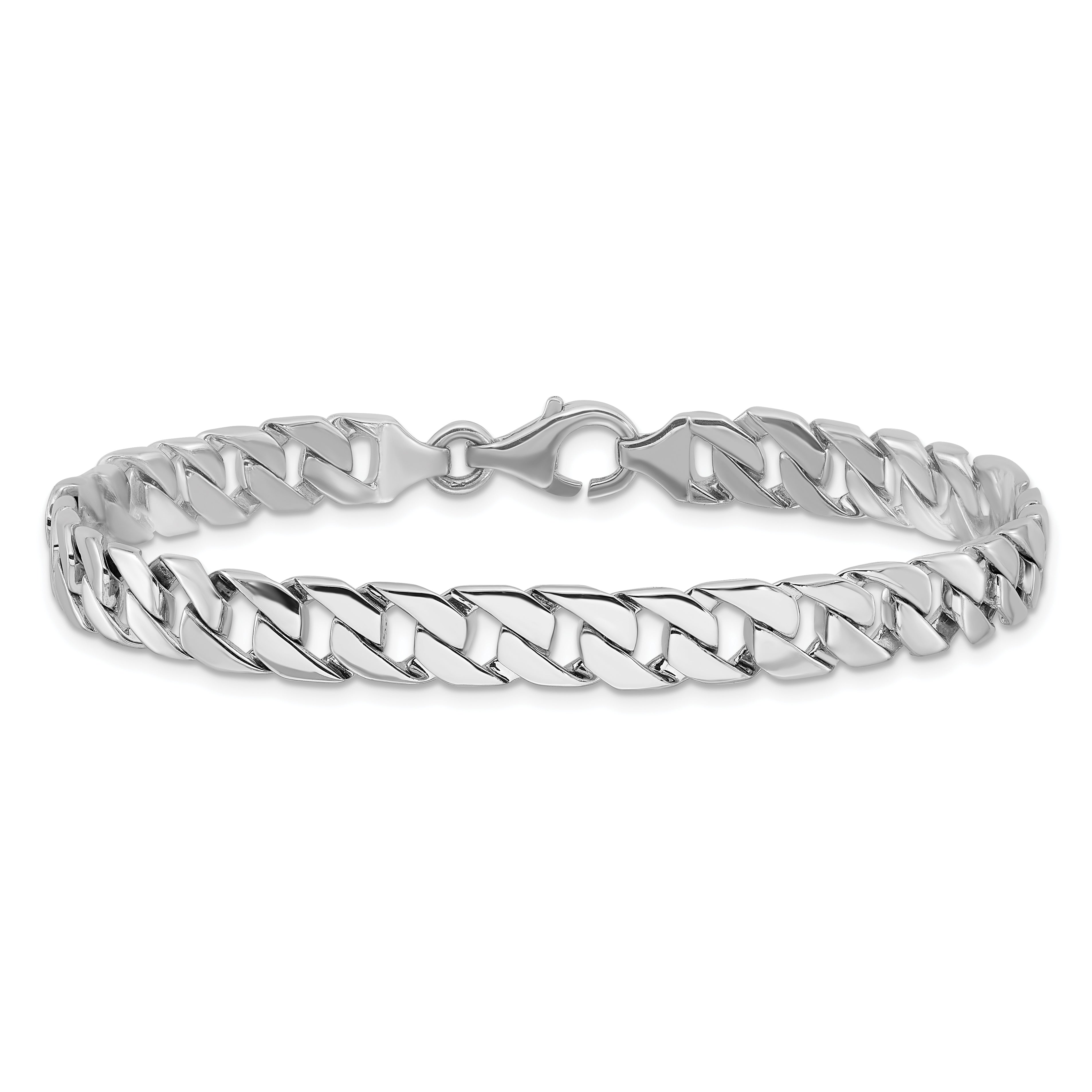 14K White Gold 18 inch 7.4mm Hand Polished Fancy Link with Fancy Lobster Clasp Chain WLK149