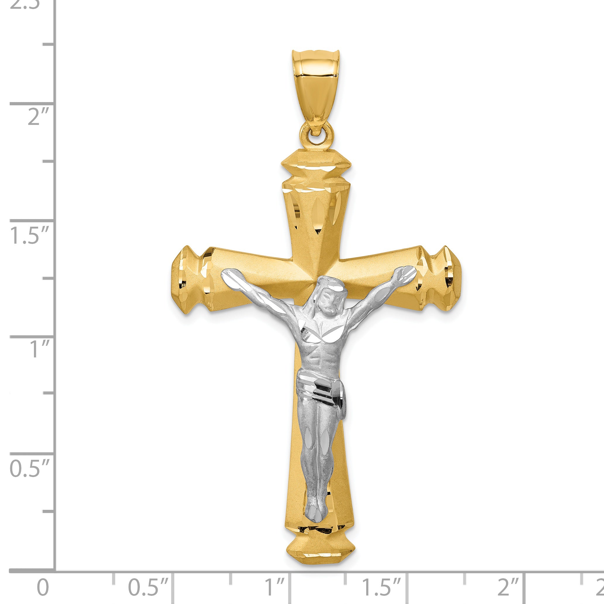 14k Satin Two-tone Crucifix Pendant C1986
