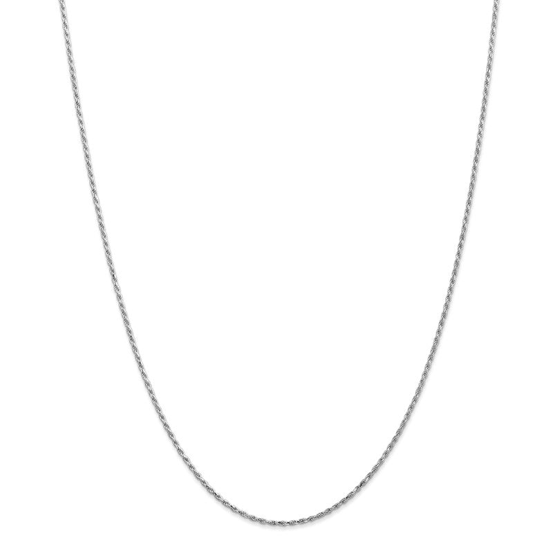 14K White Gold 14 inch 1.3mm Diamond-cut Machine Made Rope with Lobster Clasp Chain Chain W012