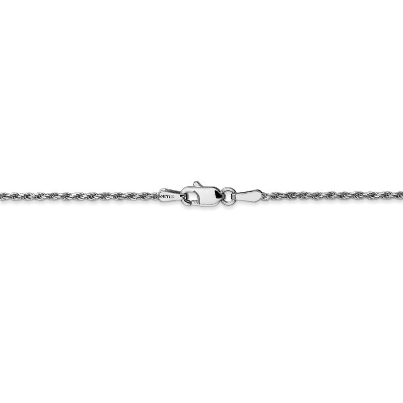 14K White Gold 14 inch 1.3mm Diamond-cut Machine Made Rope with Lobster Clasp Chain Chain W012