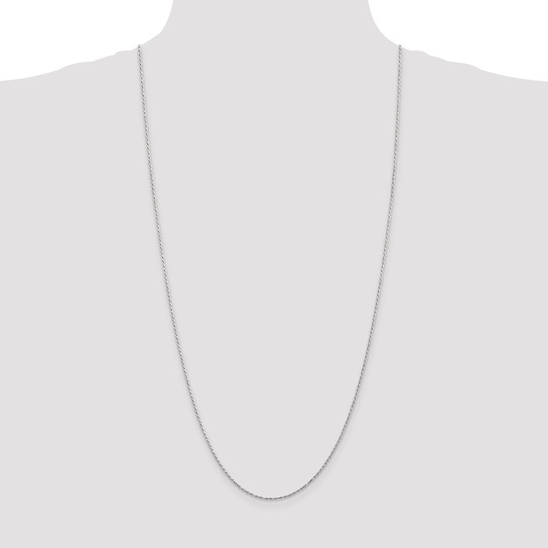 14K White Gold 14 inch 1.3mm Diamond-cut Machine Made Rope with Lobster Clasp Chain Chain W012