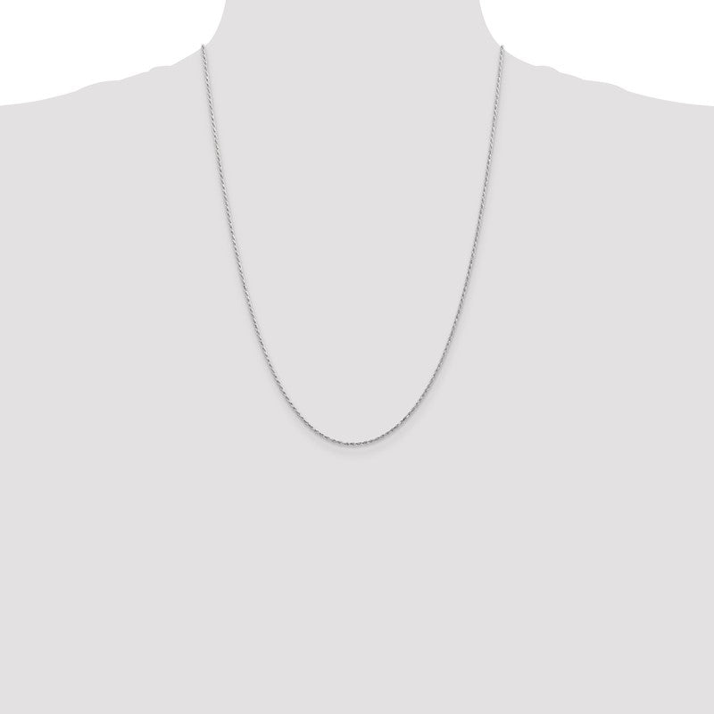 14K White Gold 14 inch 1.3mm Diamond-cut Machine Made Rope with Lobster Clasp Chain Chain W012