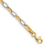 14k Two-tone Polished Oval Cable Link 7.25 inch Bracelet FB1390