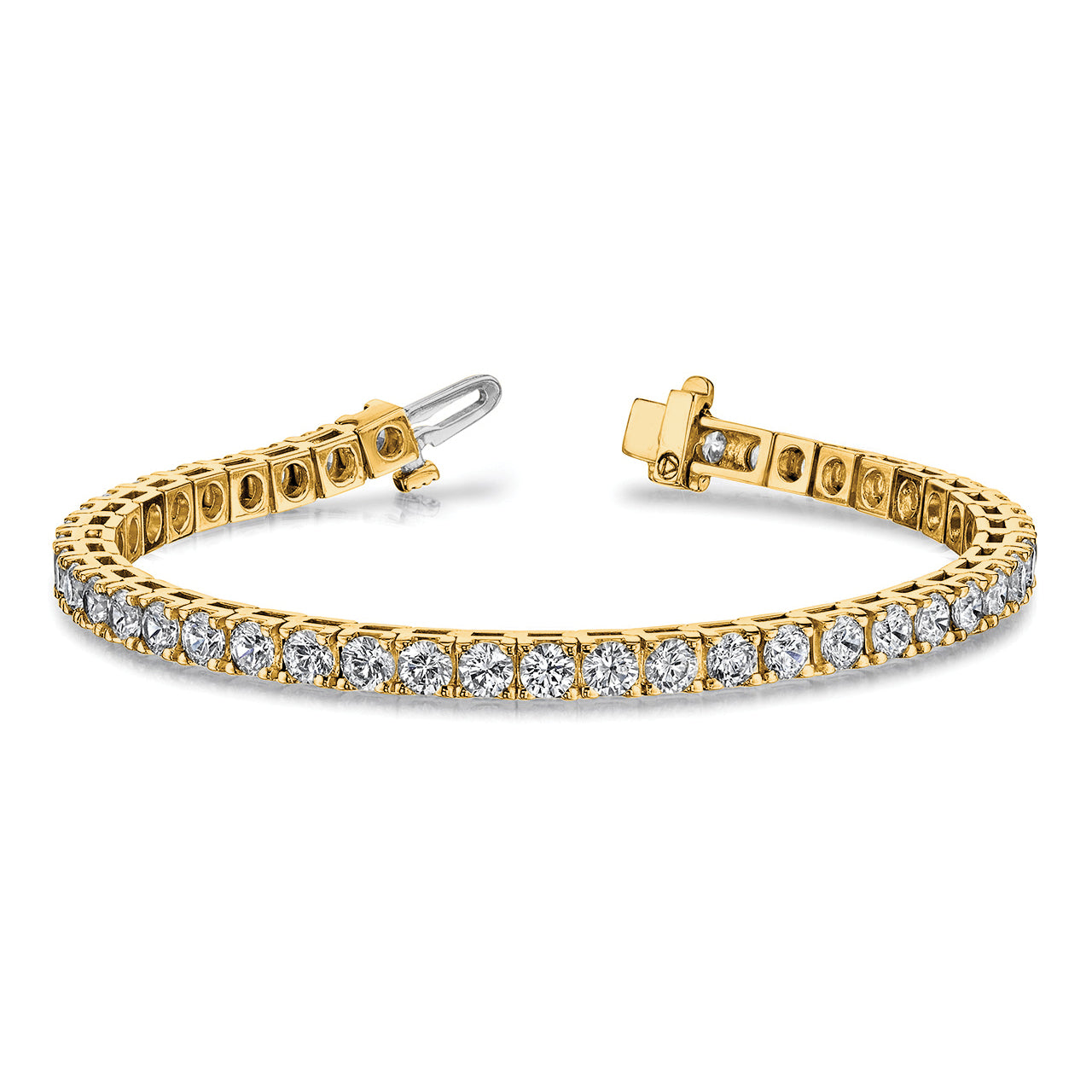 14k Complete 7.5 carat Round AAA Diamond 4-prong 7 inch Tennis Bracelet X2045AAA
