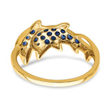14k w/ Rhodium Diamond and Sapphire Dolphins Ring RM5779