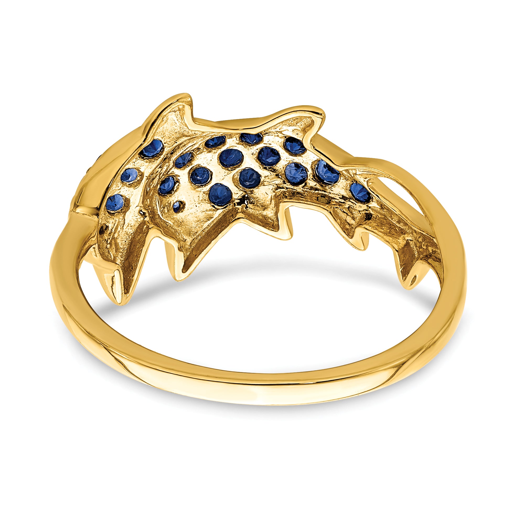 14k w/ Rhodium Diamond and Sapphire Dolphins Ring RM5779