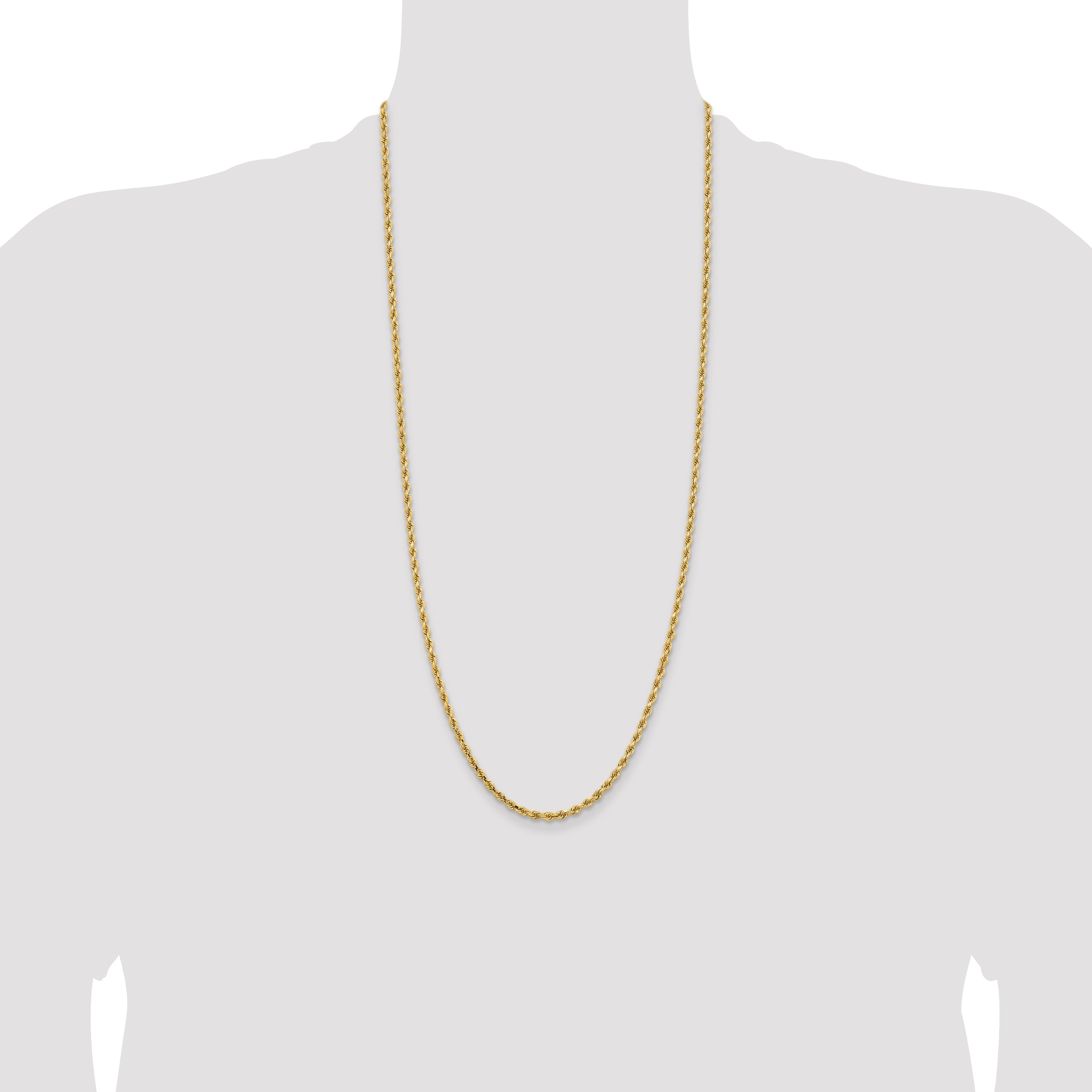 14K 26 inch 3.25mm Diamond-cut Rope with Lobster Clasp Chain 024L