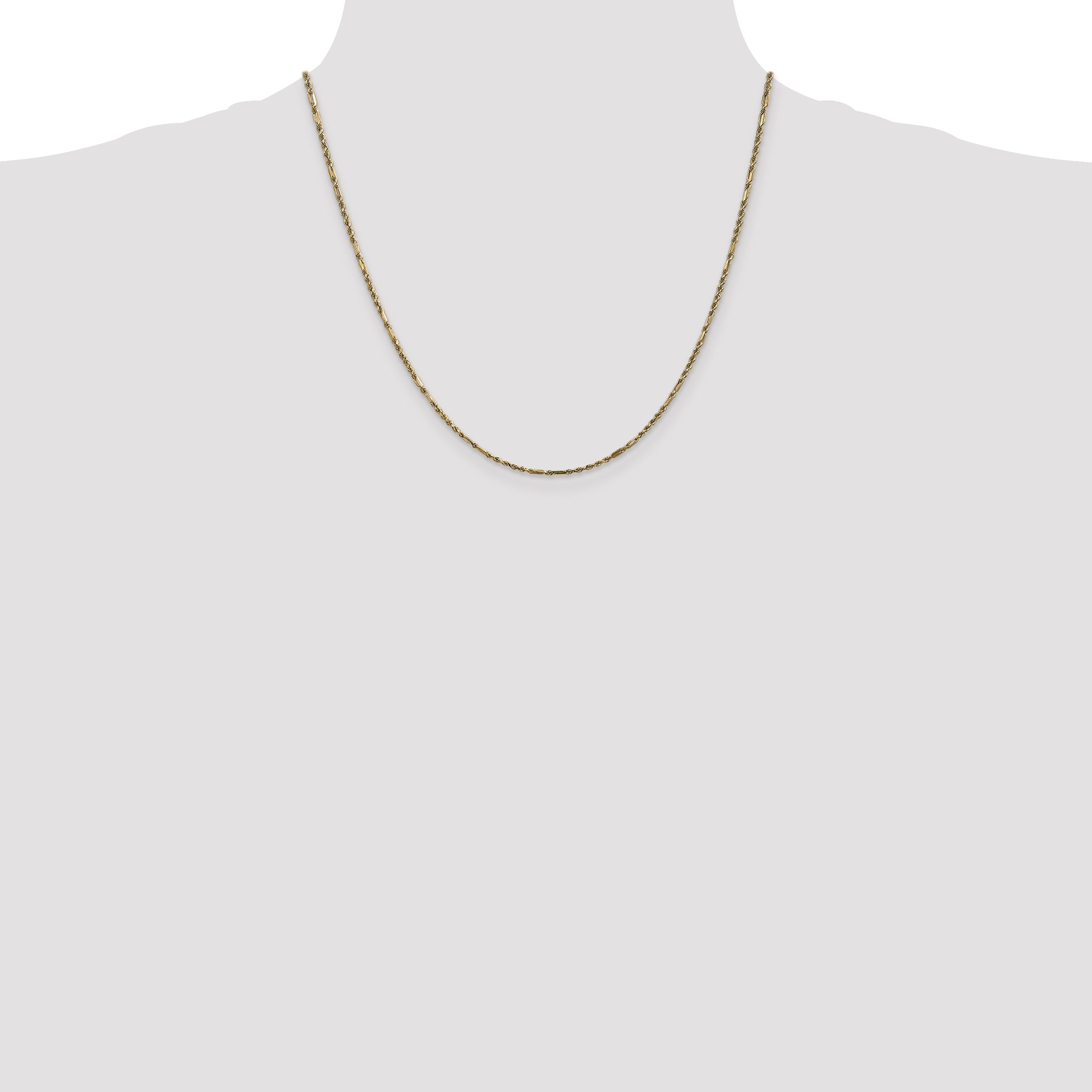 14K 10 inch  1.8mm Diamond-cut Milano Rope with Lobster Clasp Anklet MIL030