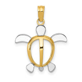 14K and White Rhodium Sea Turtle Pendant K3307