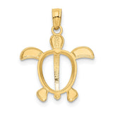 14K and White Rhodium Sea Turtle Pendant K3307