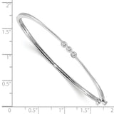 14k White Gold Complete 3-Stone 1/5 carat AAA Diamond Hinged Oval Bangle Bracelet XB298AAA