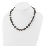 14k White Gold 8-11mm Black Baroque Tahitian Saltwater Cultured Pearl Graduated 18 inch Necklace XF423