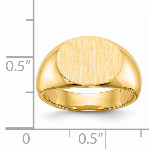 14k 12.5x9.5mm Closed Back Signet Ring RS252