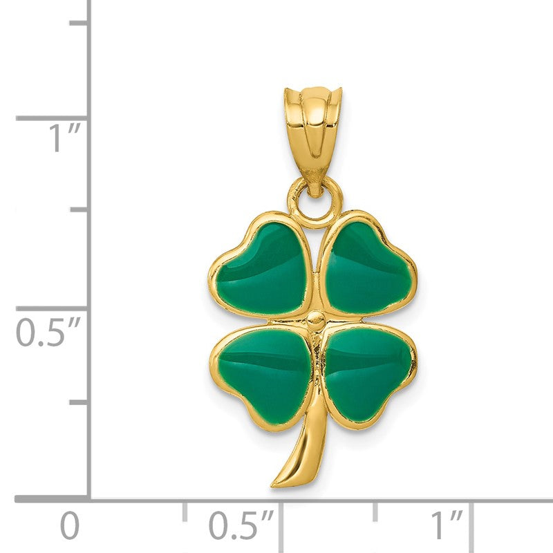 14k Enameled Four Leaf Clover Pendant FB594
