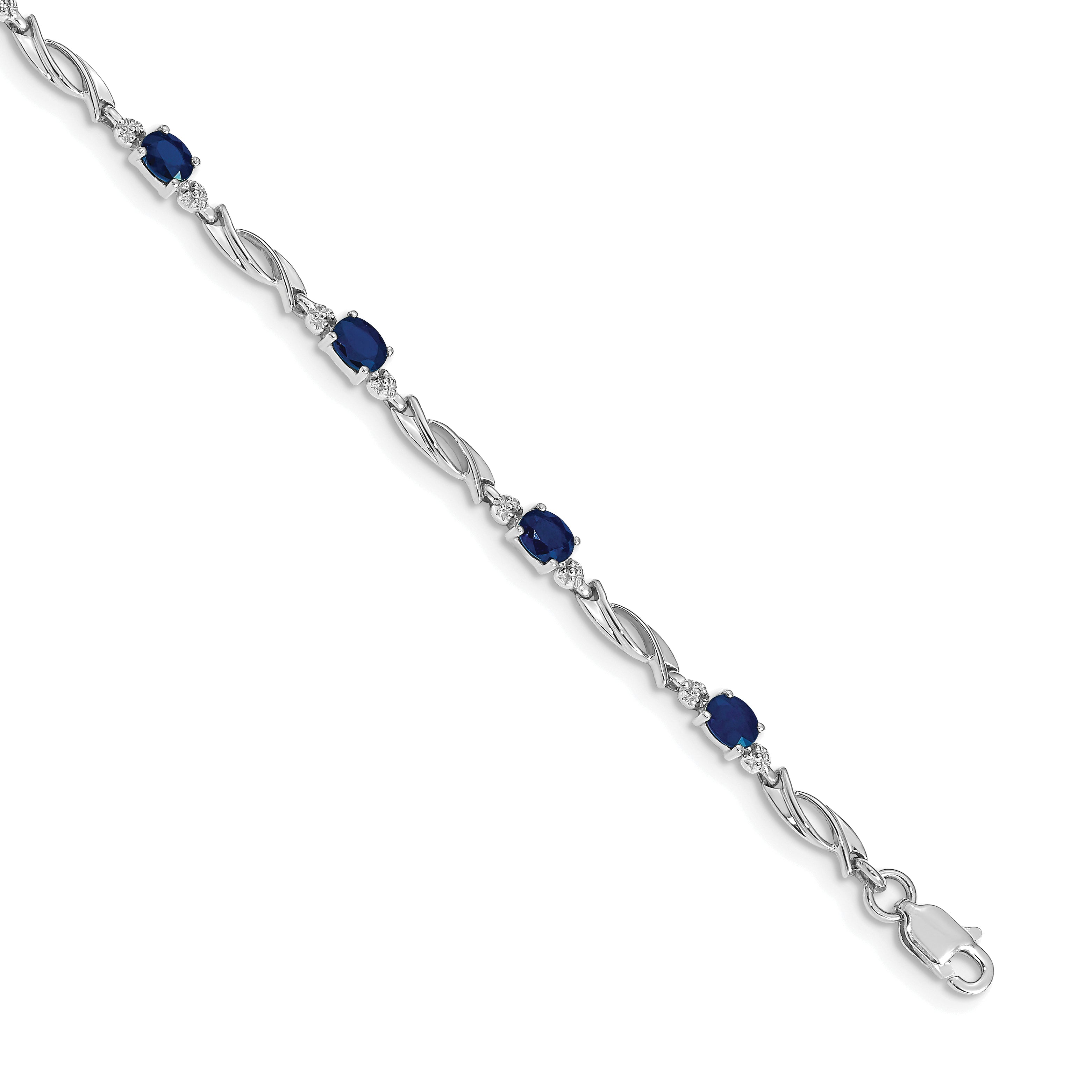 14k White Gold Complete Diamond and Oval Emerald Fancy Link 7.25 inch Bracelet BM4476