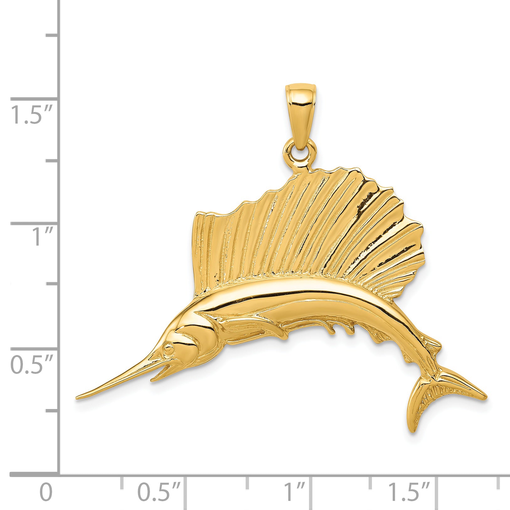 14k Polished Sailfish Pendant C2582