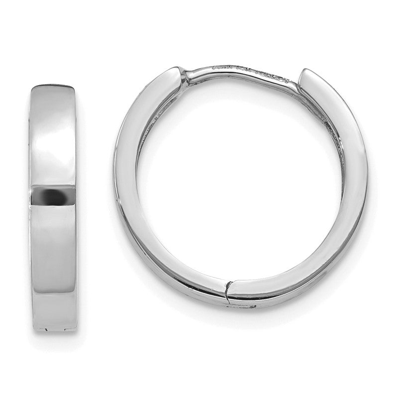 14k White Gold Round Hinged Hoop Earrings TM625