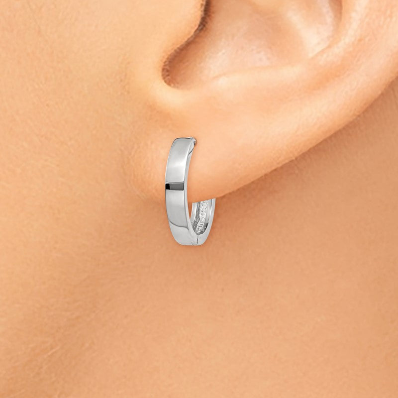 14k White Gold Round Hinged Hoop Earrings TM625