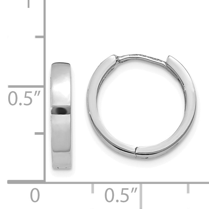 14k White Gold Round Hinged Hoop Earrings TM625