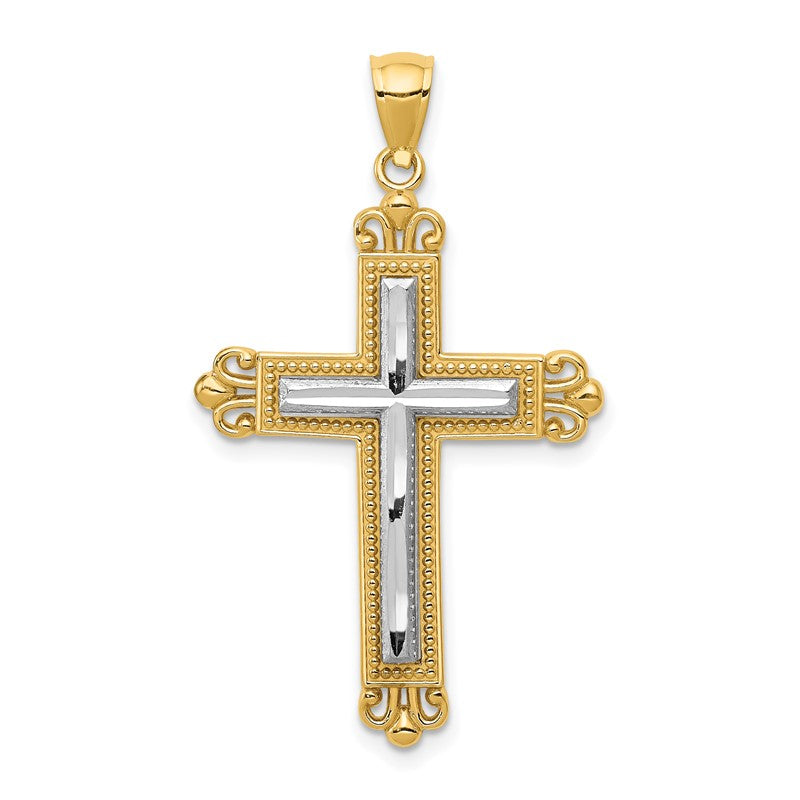 14k Two-tone Cross Pendant C3822