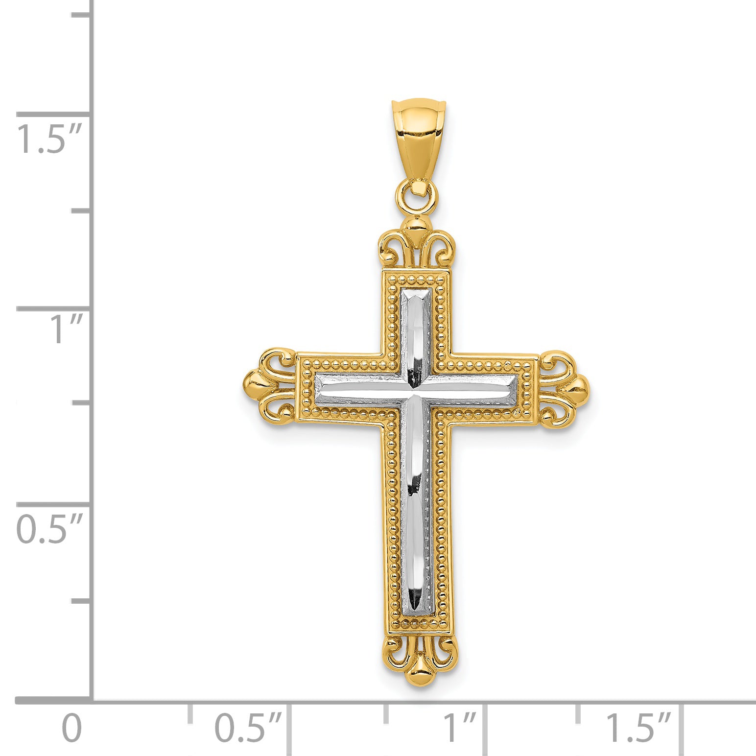 14k Two-tone Cross Pendant C3822