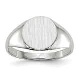 14k White Gold 9.0x9.5mm Round Closed Back Signet Ring RS569