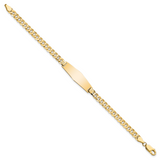 14k Polished Solid Chain/Solid Plate Flat Curb Link Soft Diamond Shape 28x9.3mm Plate 7 inch ID Bracelet LID74C