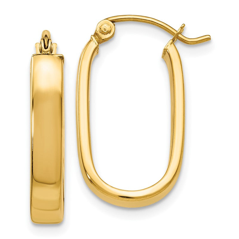 14k 3.5x22mm Polished Oval Tube Hoop Earrings YE434