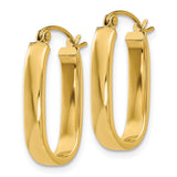 14k 3.5x22mm Polished Oval Tube Hoop Earrings YE434