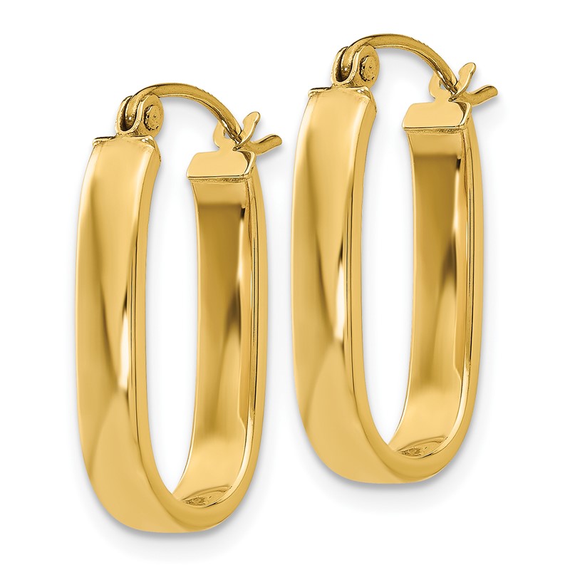 14k 3.5x22mm Polished Oval Tube Hoop Earrings YE434