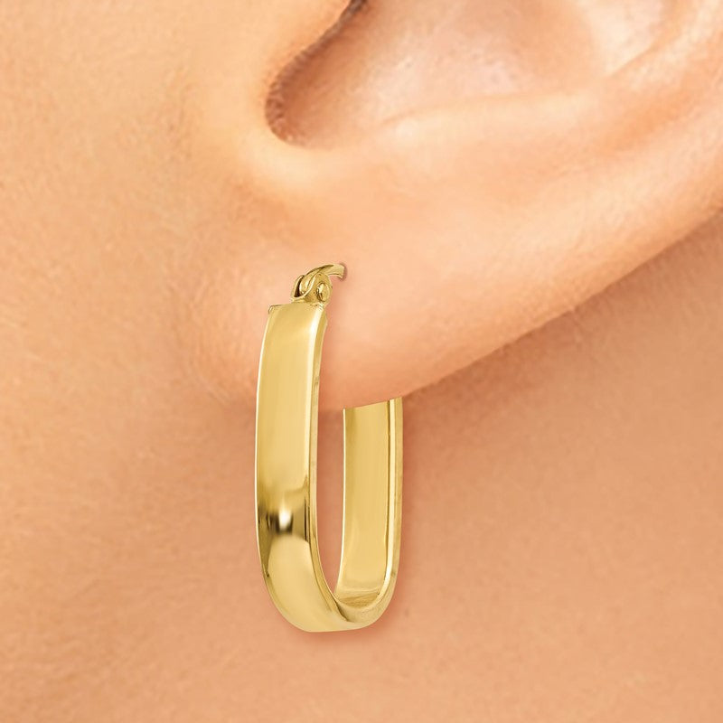14k 3.5x22mm Polished Oval Tube Hoop Earrings YE434