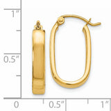 14k 3.5x22mm Polished Oval Tube Hoop Earrings YE434