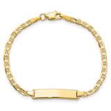 14k Polished Solid Chain/Solid Plate Flat Anchor Link 20x4mm Plate 5.5 inch Baby/Child ID Bracelet BID104