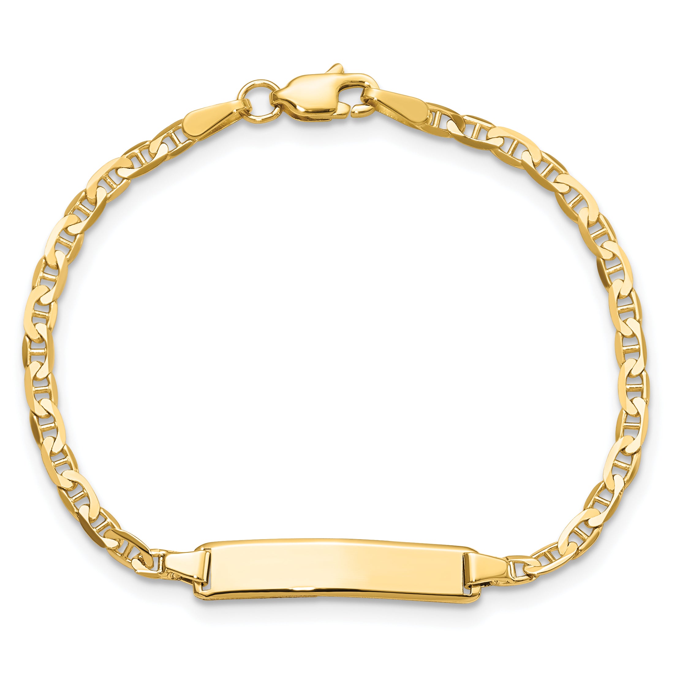 14k Polished Solid Chain/Solid Plate Flat Anchor Link 20x4mm Plate 5.5 inch Baby/Child ID Bracelet BID104