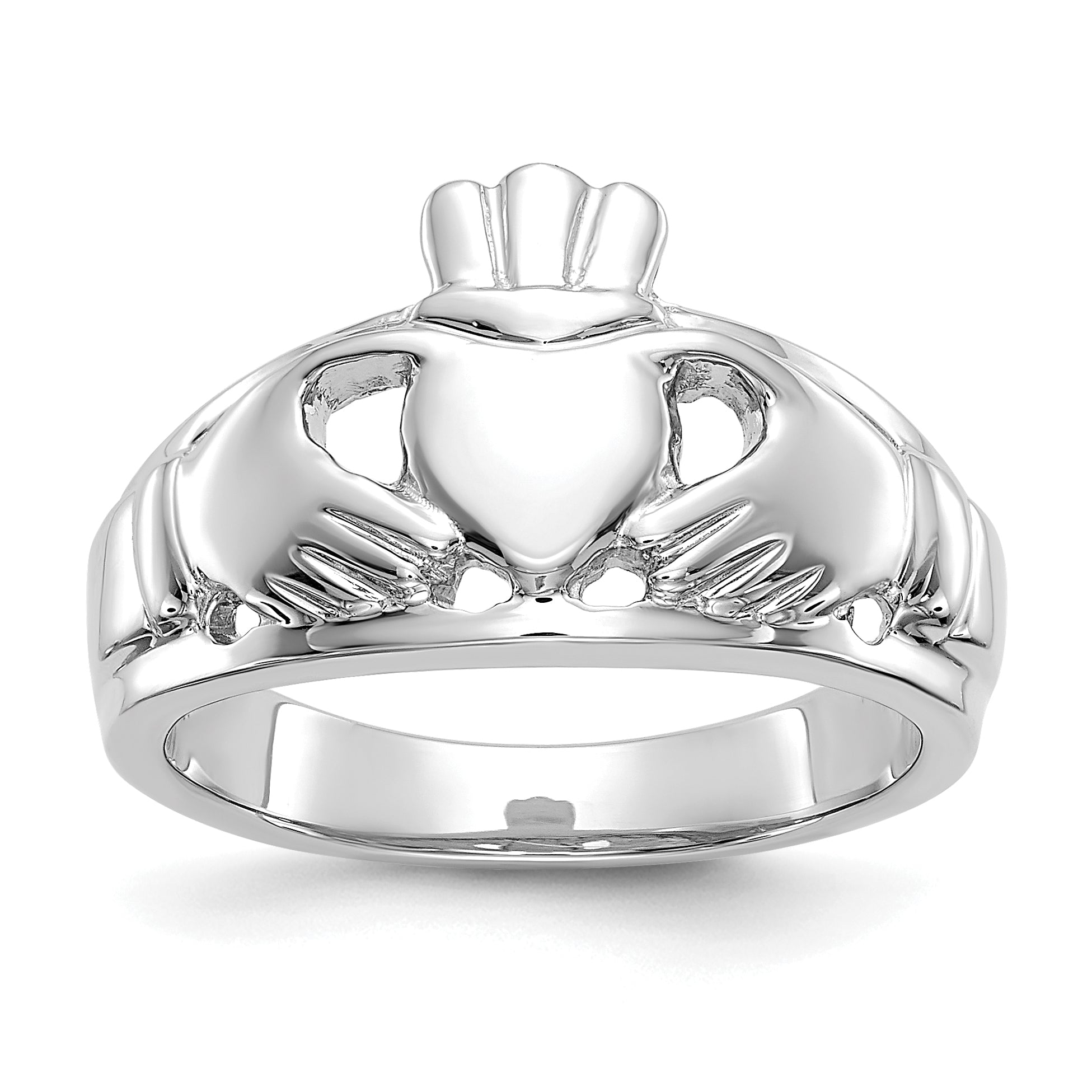14k White Gold Ladies Claddagh Ring D1856