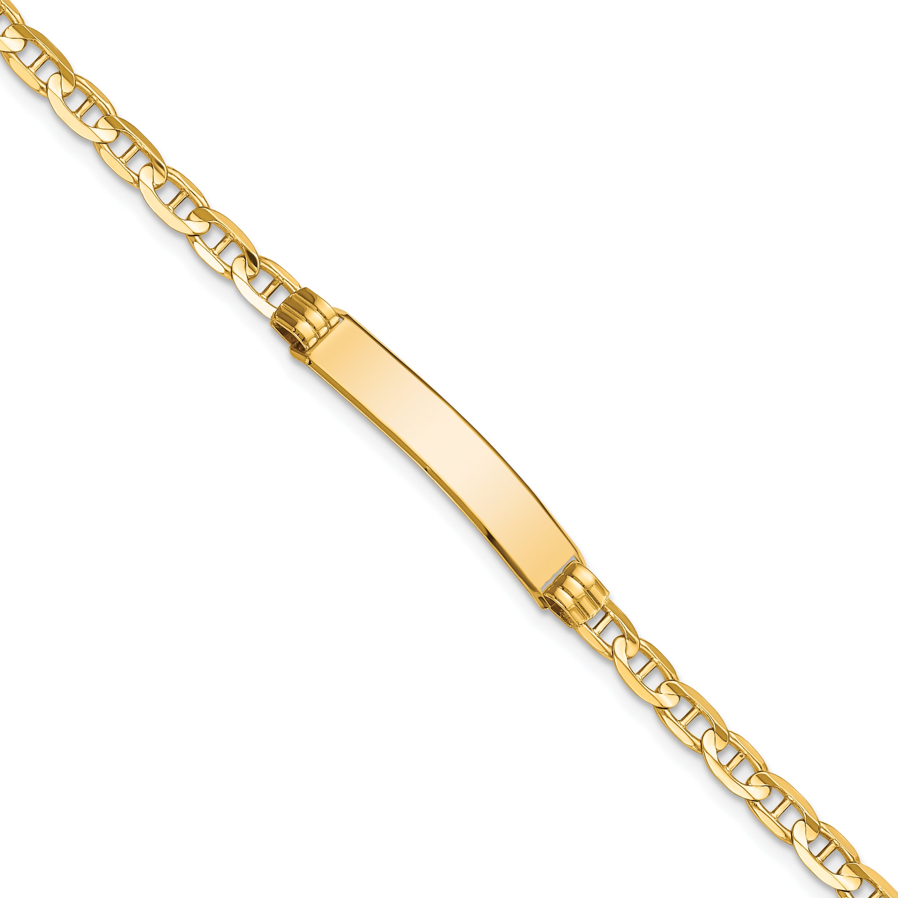 14k Polished Solid Chain/Solid Plate Anchor Link 24.5x4.5mm Plate 7 inch ID Bracelet LID60