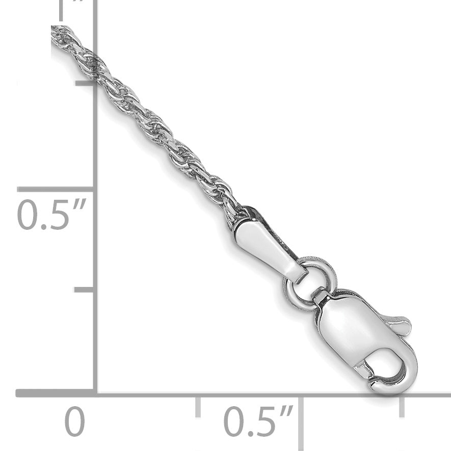 14K White Gold 14 inch 1.3mm Diamond-cut Machine Made Rope with Lobster Clasp Chain Chain W012