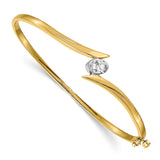 14k Two-tone Complete 3/8 carat Oval  AAA Diamond Hinged Oval Bangle Bracelet XB268AAA