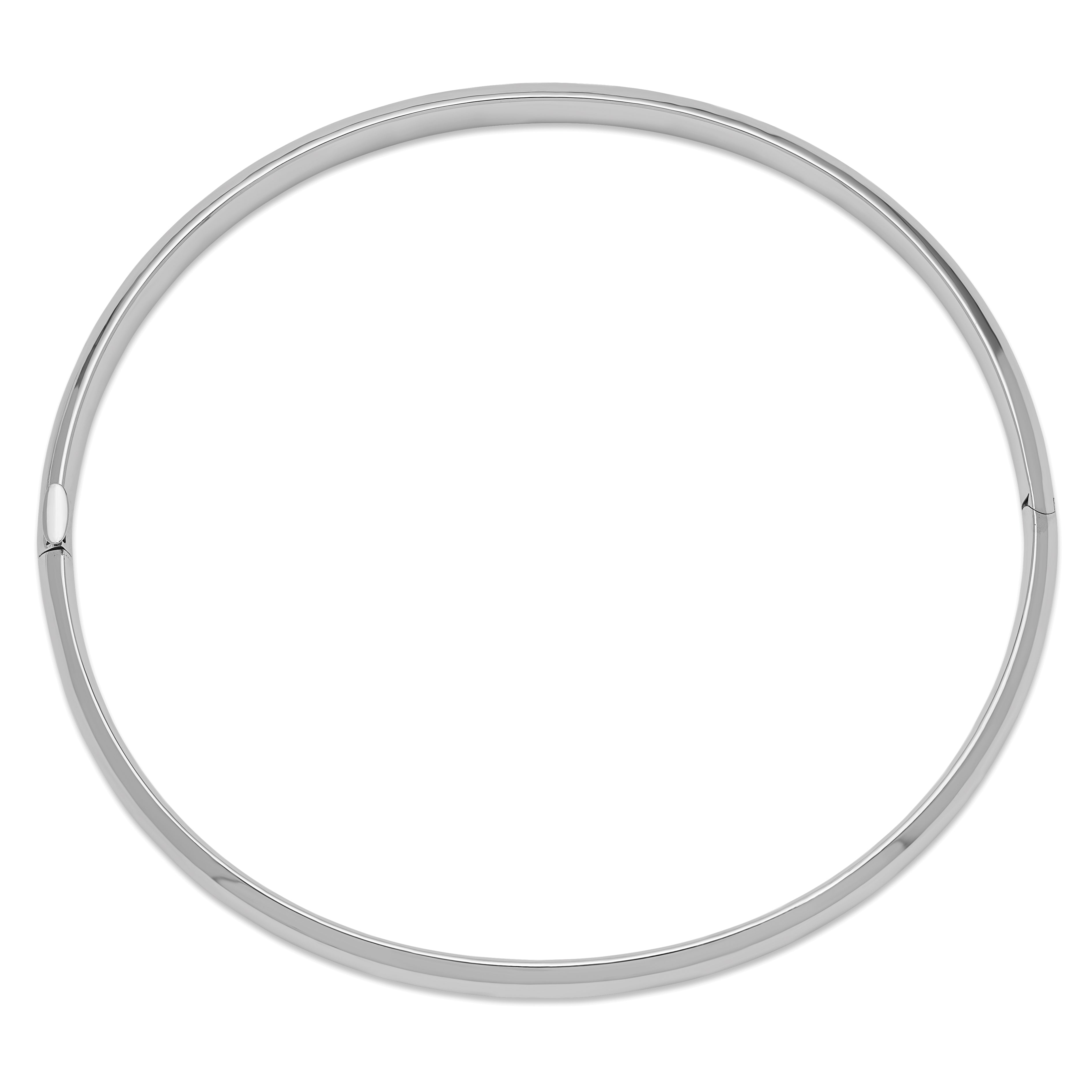 14k White Gold High Polished 5.00mm Hinged Oval Bangle Bracelet DB504