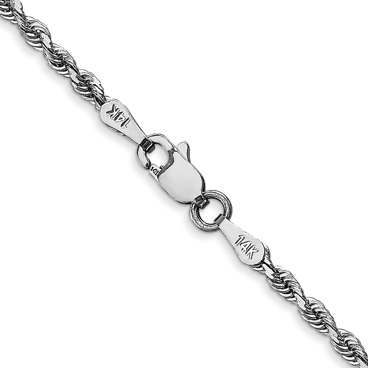 14K White Gold 10 Inch 2.25mm Diamond-cut Quadruple Rope Lobster Clasp Chain WQT018