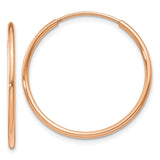 14k Rose Gold 1.2x25mm Polished Endless Tube Hoop Earrings XY1237
