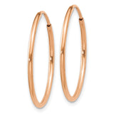 14k Rose Gold 1.2x25mm Polished Endless Tube Hoop Earrings XY1237
